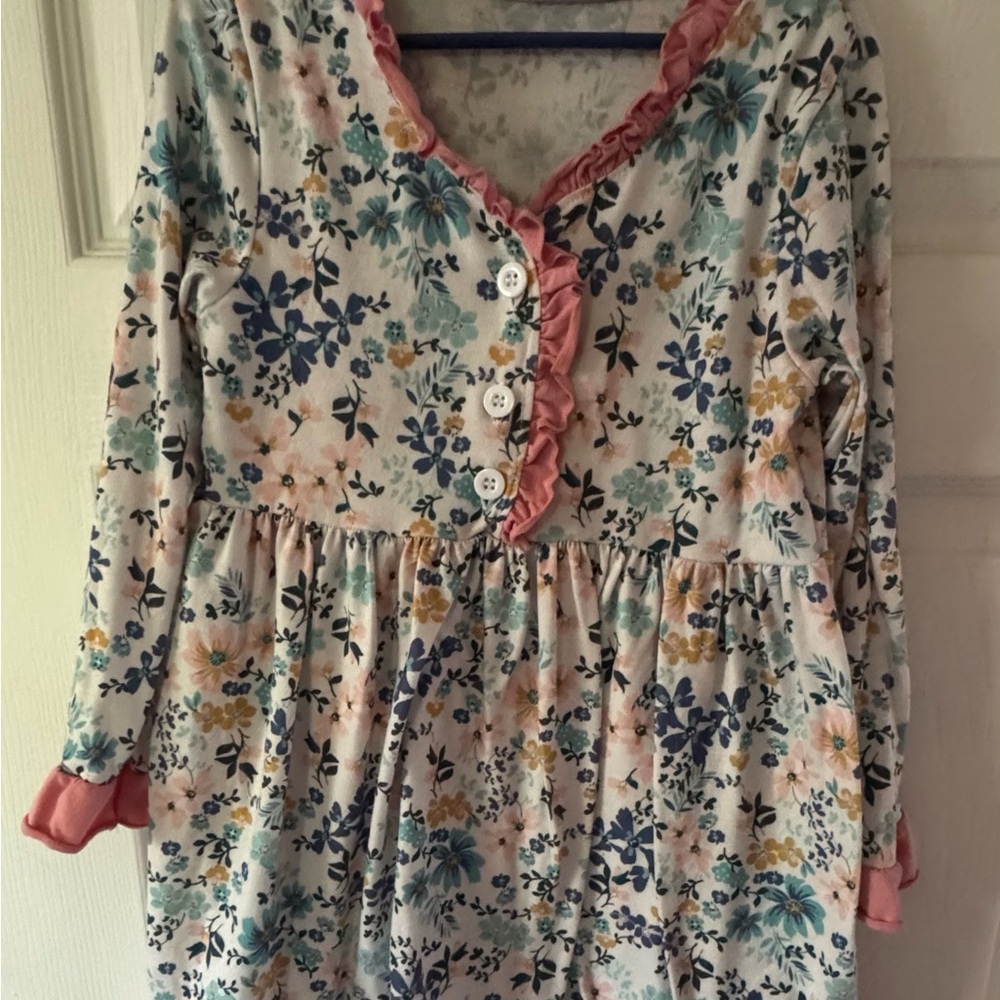 Floral Button-Down Dress with Ruffle Trim